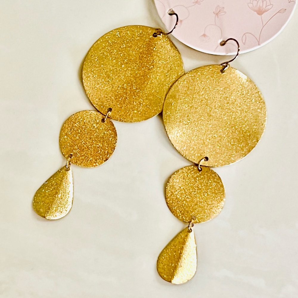 πΊπHPππΊ NWT Anthropologie Serefina Gold Disk Chandeliers - Picture 10 of 15